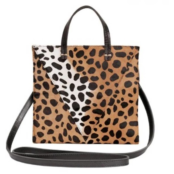 Clare V Handbags - CLARE V Bag Womens Black Brown Petite Simple Tote Leopard Patchwork NWT